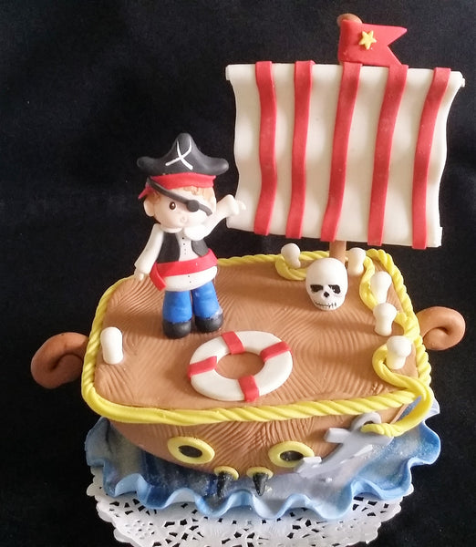 Pirate Birthday Cake Topper Pirate Cake Decoration Red & Blue Pirate Birthday Decoration - Cake Toppers Boutique