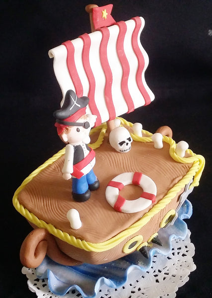 Pirate Birthday Cake Topper Pirate Cake Decoration Red & Blue Pirate Birthday Decoration - Cake Toppers Boutique