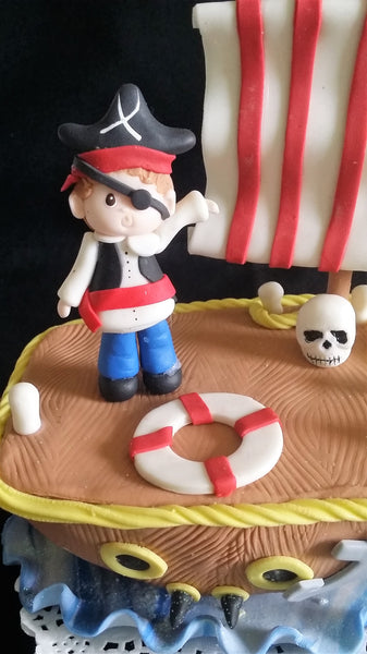 Pirate Birthday Cake Topper Pirate Cake Decoration Red & Blue Pirate Birthday Decoration - Cake Toppers Boutique