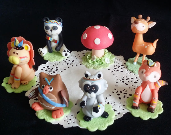 Woodland Cake Toppers, Woodland Cake Decorations, Woodland Birthday, Woodland Baby Shower 7pcs - Cake Toppers Boutique