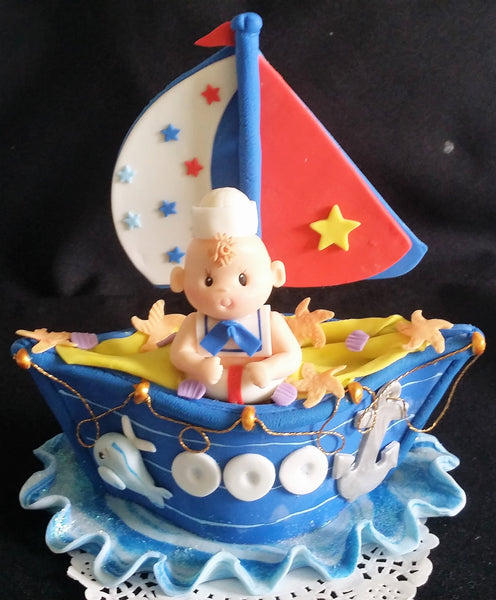 Nautical Birthday Red Blue Nautical Baby Shower Sailor Decorations Baby Sailor Tooper - Cake Toppers Boutique