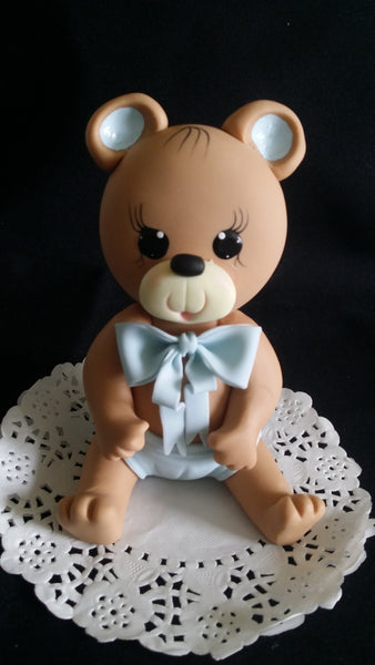 Pink Teddy Bear Cake Topper Baby Shower & Birthday Cake Decoration Baby Boy Teedy Bear - C T B