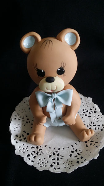 Pink Teddy Bear Cake Topper Baby Shower & Birthday Cake Decoration Baby Boy Teedy Bear - C T B