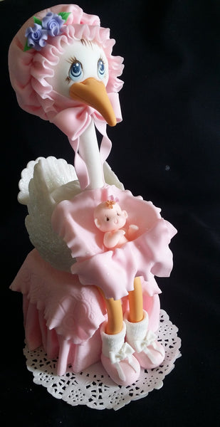 Pink Stork Cake Topper Baby Shower Decoration Baby Shower Centerpiece Stork Cake Decoration - Cake Toppers Boutique