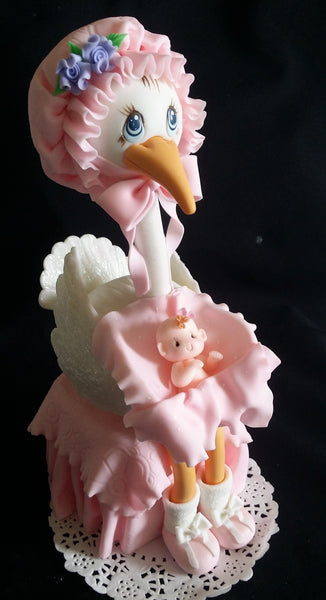Pink Stork Cake Topper Baby Shower Decoration Baby Shower Centerpiece Stork Cake Decoration - Cake Toppers Boutique
