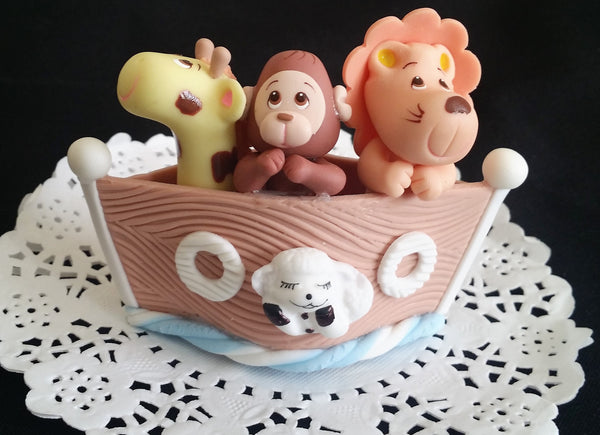 Noah's Ark Cake Toppers Noah's Ark Baby Shower Favors Noah's Ark with Giraffe Lion Monkey Lamb - Cake Toppers Boutique