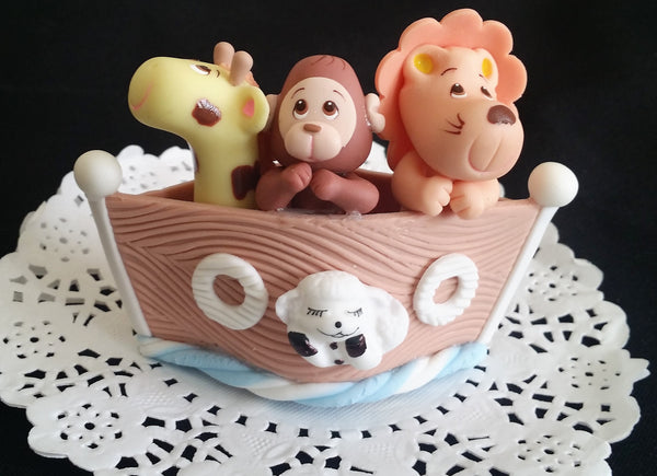 Noah's Ark Cake Toppers Noah's Ark Baby Shower Favors Noah's Ark with Giraffe Lion Monkey Lamb - Cake Toppers Boutique