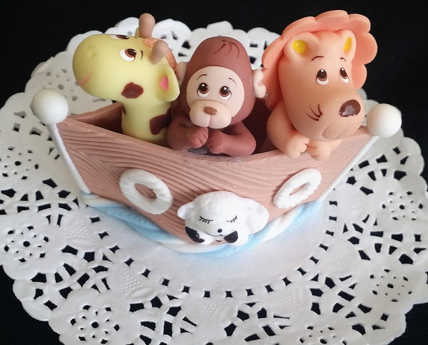 Noah's Ark Cake Toppers Noah's Ark Baby Shower Favors Noah's Ark with Giraffe Lion Monkey Lamb - Cake Toppers Boutique