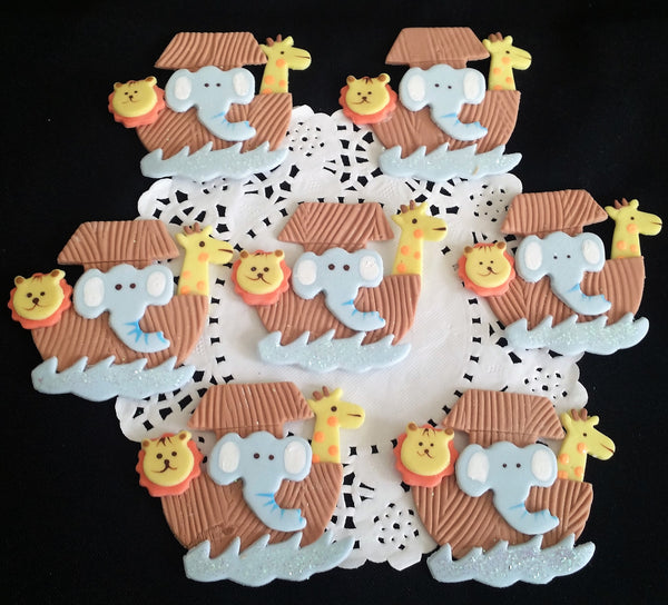 Noah's Ark Cupcake Decorations Birthday Noah's Ark for Corsages Ark with Animals 12pcs - Cake Toppers Boutique