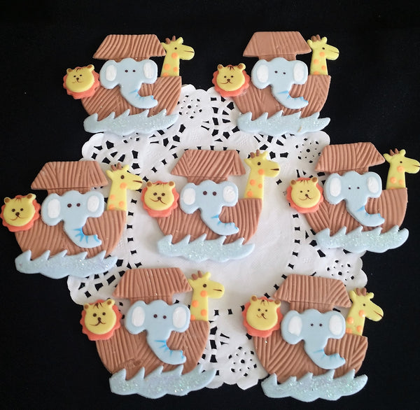 Noah's Ark Cupcake Decorations Birthday Noah's Ark for Corsages Ark with Animals 12pcs - Cake Toppers Boutique
