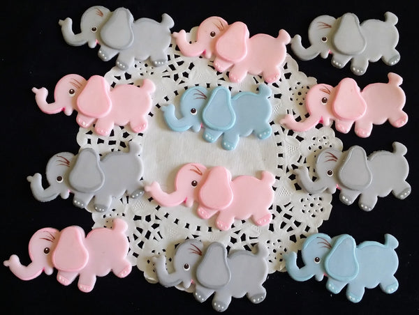 Elephant Cupcake Topper  Baby Elephant Decoration Pink or Blue Corsage Elephant 12pcs - Cake Toppers Boutique