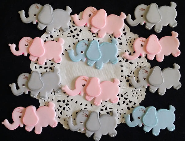 Elephant Cupcake Topper  Baby Elephant Decoration Pink or Blue Corsage Elephant 12pcs - Cake Toppers Boutique