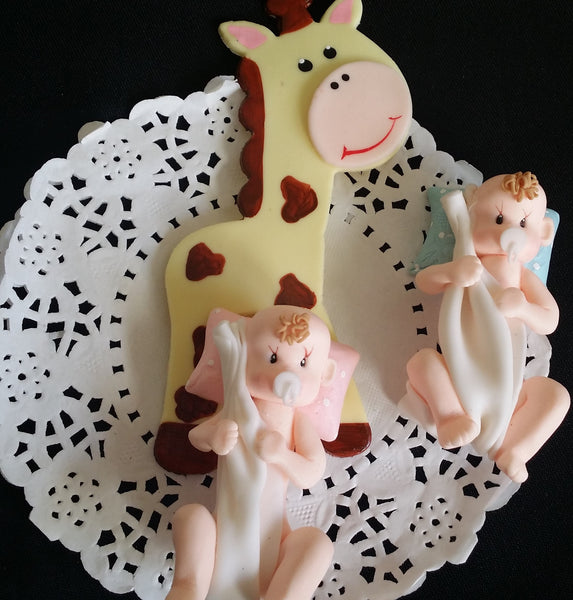Baby and Giraffe Cake Decoration Jungle Zoo Baby Shower Cake Topper 2pcs - Cake Toppers Boutique