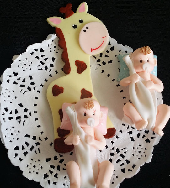 Baby and Giraffe Cake Decoration Jungle Zoo Baby Shower Cake Topper 2pcs - Cake Toppers Boutique