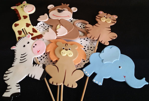 Jungle Birthday Party Decoration, Jungle Centerpieces, Zoo Birthday Favors, Baby Animal Decoration 12Pcs - Cake Toppers Boutique