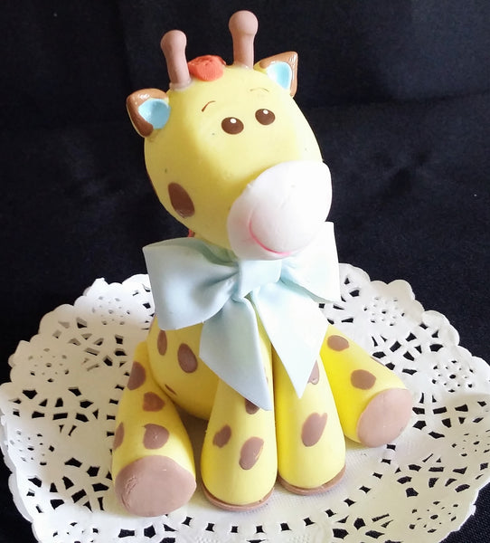 Baby Giraffe Cake Topper Giraffe Baby for Cake Decorations With Pink or Blue Bow - Cake Toppers Boutique