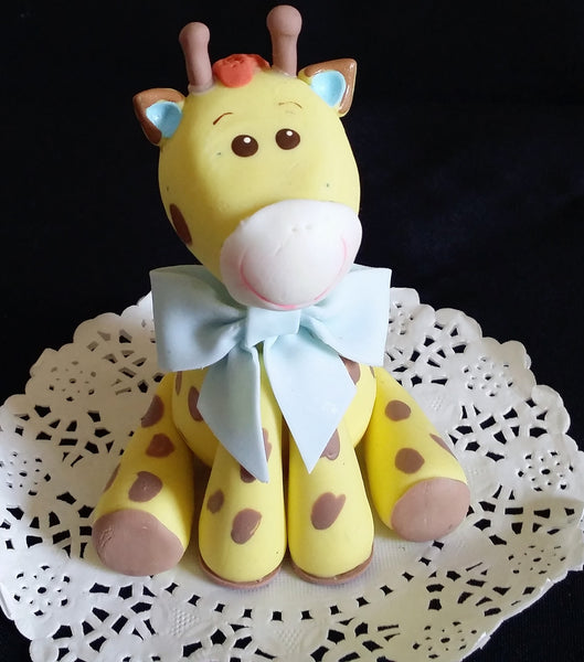 Baby Giraffe Cake Topper Giraffe Baby for Cake Decorations With Pink or Blue Bow - Cake Toppers Boutique