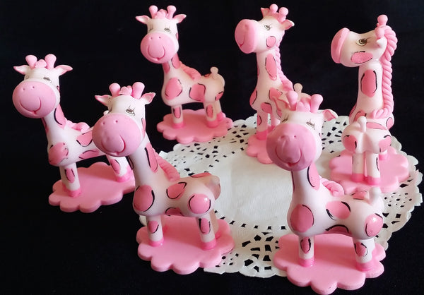 Giraffe in Blue & Pink Cake Toppers Giraffes Favors and Cake Decorations 5 pcs - Cake Toppers Boutique