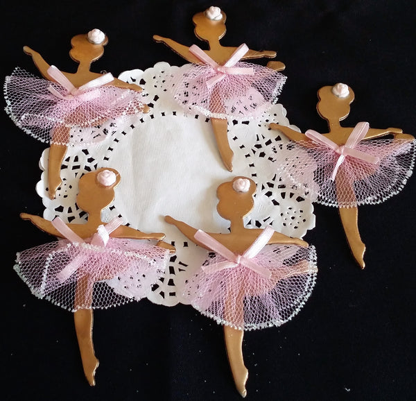 Ballerina Cupcake Toppers in Gold or Silver for Baby Shower or Birthday Decorations - Cake Toppers Boutique