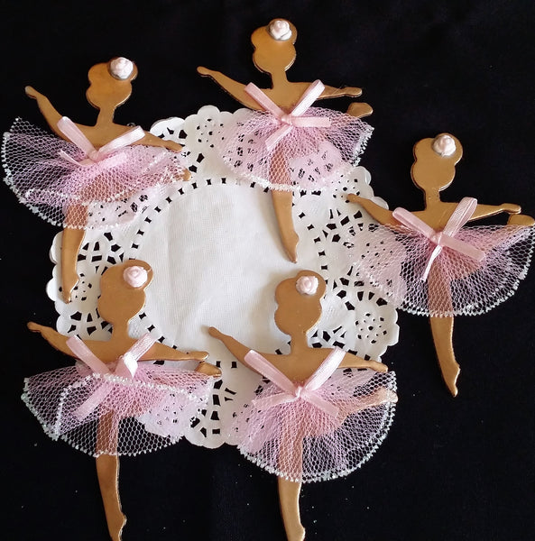 Ballerina Cupcake Toppers in Gold or Silver for Baby Shower or Birthday Decorations - Cake Toppers Boutique