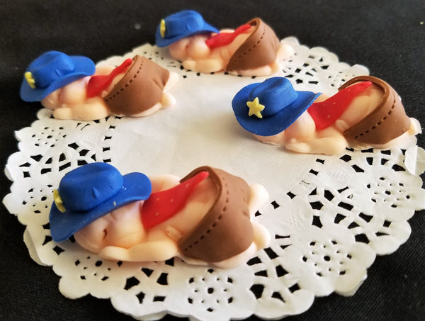 Cowgirls and Cowboys Cupcake Toppers Babies with Cowgirl and Cowboy Gown and Hat 12pcs - Cake Toppers Boutique