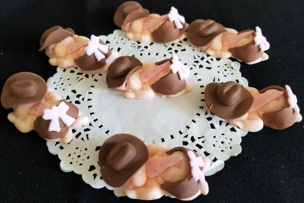 Cowgirls and Cowboys Cupcake Toppers Babies with Cowgirl and Cowboy Gown and Hat 12pcs - Cake Toppers Boutique