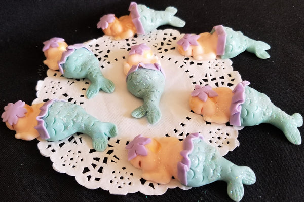 Mermaid Babies for Cupcakes & Corsages Mermaid Baby Shower Favors Under the Sea Babies 12pcs - Cake Toppers Boutique