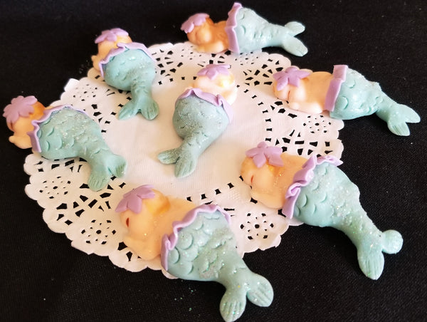 Mermaid Babies for Cupcakes & Corsages Mermaid Baby Shower Favors Under the Sea Babies 12pcs - Cake Toppers Boutique