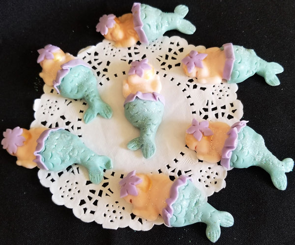 Mermaid Babies for Cupcakes & Corsages Mermaid Baby Shower Favors Under the Sea Babies 12pcs - Cake Toppers Boutique