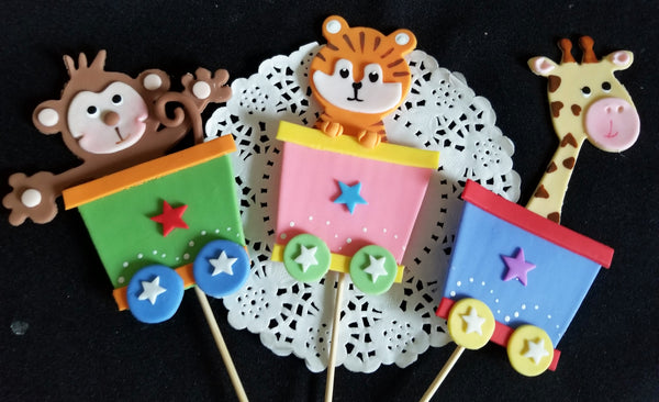 Circus Cake Toppers Circus Centerpiece Picks Clown with Circus Animals Party Decor 6pcs - Cake Toppers Boutique