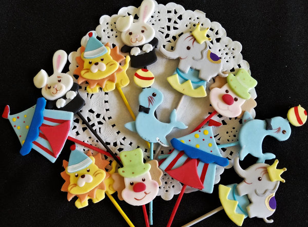 Circus Cupcake Toppers, Birthday Cupcake Topper, Circus Birthday Party, Circus Decoration 12pcs - Cake Toppers Boutique