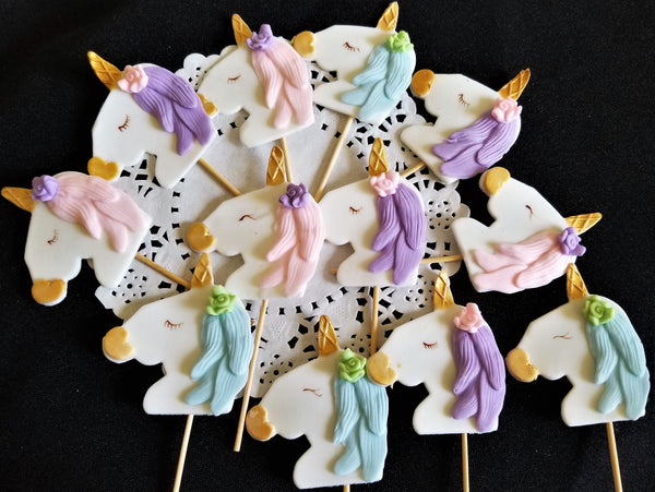 Unicorn Cupcake Toppers, Unicorn Birthday Party, Baby Shower Unicorn, Rainbow Birthday 12pcs - Cake Toppers Boutique