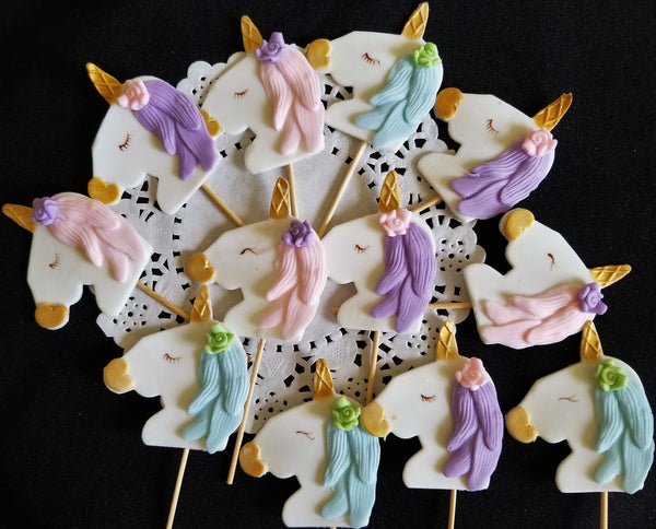 Unicorn Cupcake Toppers, Unicorn Birthday Party, Baby Shower Unicorn, Rainbow Birthday 12pcs - Cake Toppers Boutique