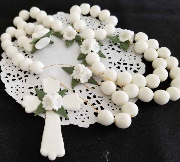 First Communion and Baptism Cake Topper Rosary Cake Topper in White Pink or Blue - Cake Toppers Boutique