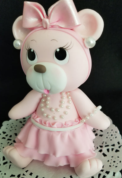 Pink Bear Cake Topper, Bear Cake Decorations, Pink Teddy Bear Cake Decorations - Cake Toppers Boutique