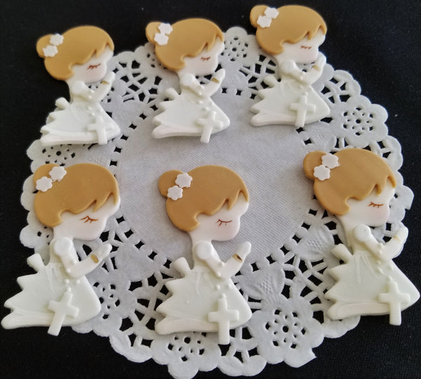 Baptism Cupcake Topper, Communion Child with Rosary, Baptism Cake Topper 12pcs - Cake Toppers Boutique
