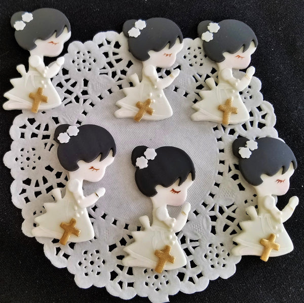 Baptism Cupcake Topper, Communion Child with Rosary, Baptism Cake Topper 12pcs - Cake Toppers Boutique