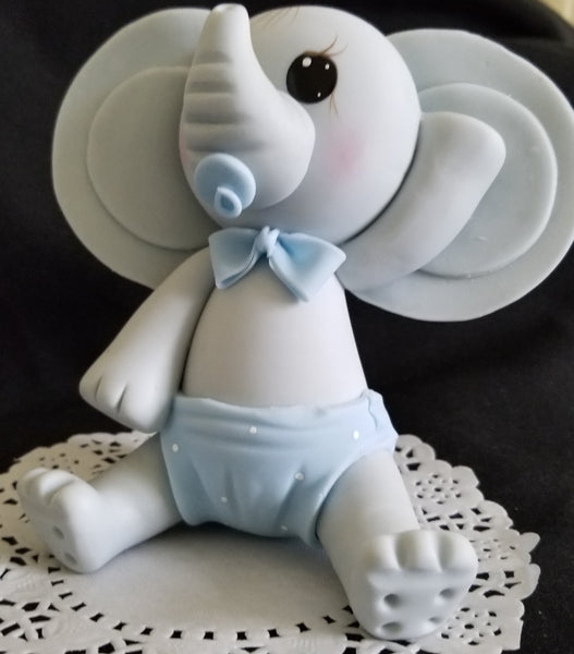Elephant Cake Topper in  Gray with Pink or Blue Baby Elephant For Cake & Centerpieces - Cake Toppers Boutique