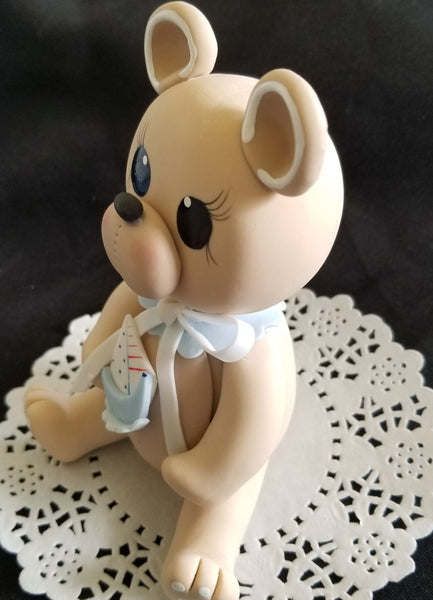Teddy Bear Cake Topper Baby Shower party and Birthday Decorations with Blue or Pink Details