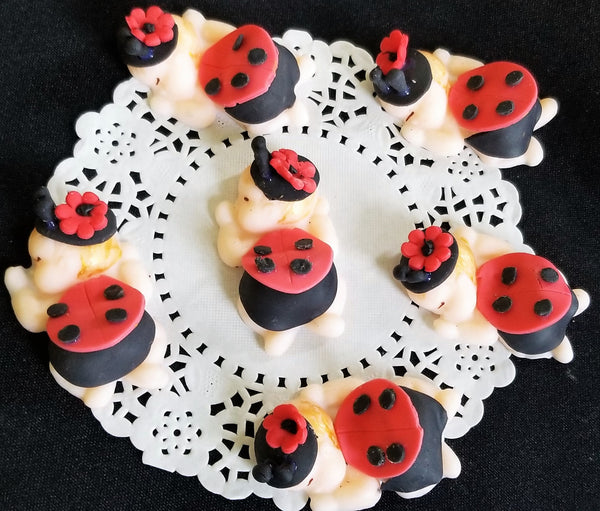 Lady Bug Cake Topper, Red and Black Lady Bug, Lady Bug Baby Shower - Cake Toppers Boutique