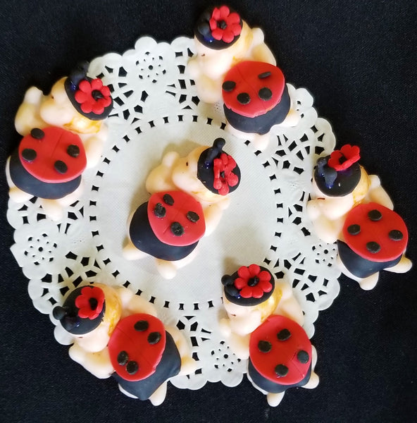 Lady Bug Cake Topper, Red and Black Lady Bug, Lady Bug Baby Shower - Cake Toppers Boutique
