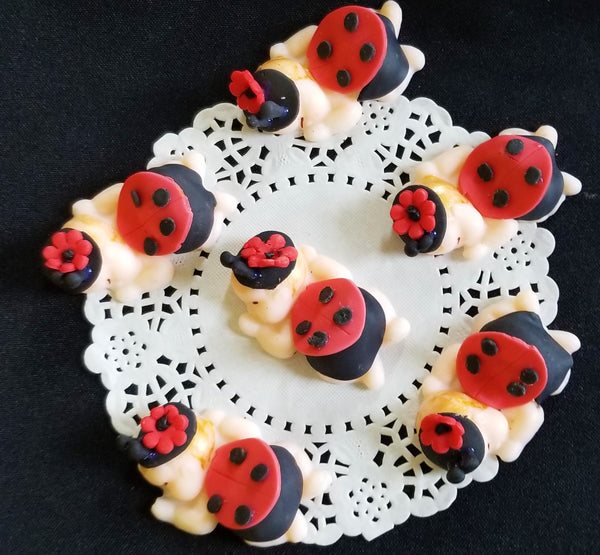 Lady Bug Cake Topper, Red and Black Lady Bug, Lady Bug Baby Shower - Cake Toppers Boutique