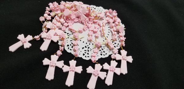 Baptism Favors Baptism Rosaries in White Pink and Blue Rosary Keepsake Flower Rosaries 36pcs - C T B