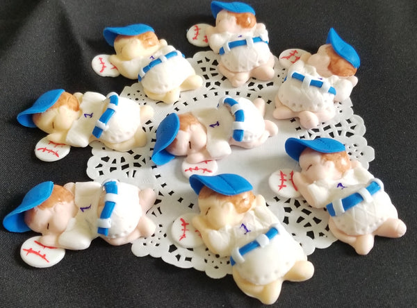 Baseball Baby Shower Decoration Baseball Corsage Figurines Baseball Cupcake Toppers 12pcs - Cake Toppers Boutique
