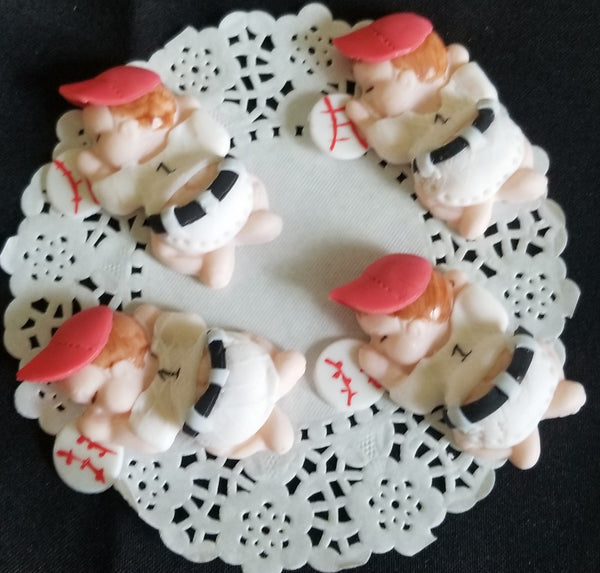 Baseball Baby Shower Decoration Baseball Corsage Figurines Baseball Cupcake Toppers 12pcs - Cake Toppers Boutique