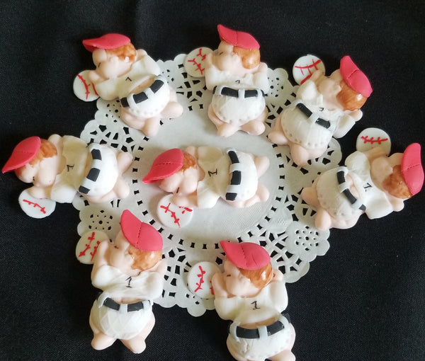 Baseball Baby Shower Decoration Baseball Corsage Figurines Baseball Cupcake Toppers 12pcs - Cake Toppers Boutique
