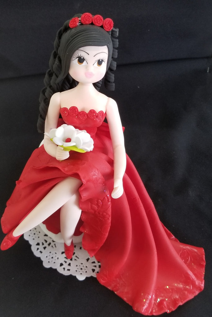 Quinceaera Cake Topper, Sweet Sixteen Cake, Birthday Cake Topper, 15th Birthday Cake Topper, Lady Dressed in Red Cake Toppers Quinceaera Cake Topper, Sweet Sixteen Cake, Birthday Cake Topper, 15th Birthday Cake Topper, Lady Dressed in Red Cake Toppers