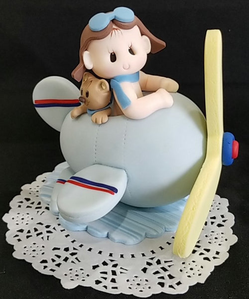 Baby Pilot Cake Topper Airplane Cake Topper Pilot Baby Shower Decoration - Cake Toppers Boutique