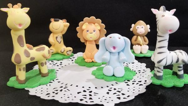 Safari Birthday Decorations Jungle Animals Cake Toppers Giraffe Elephant Monkey Lion Tiger Zebra - Cake Toppers Boutique