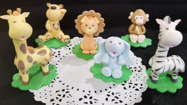 Safari Birthday Decorations Jungle Animals Cake Toppers Giraffe Elephant Monkey Lion Tiger Zebra - Cake Toppers Boutique